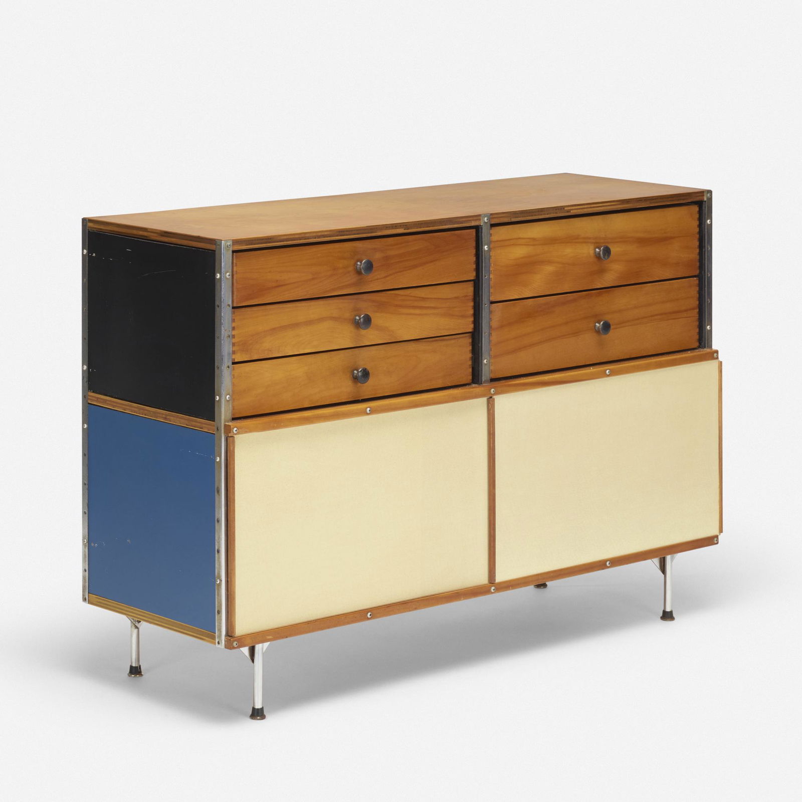 Charles and Ray Eames, ESU 200-C: Charles and Ray Eames ESU 200-C Herman MillerUSA, 1950 / 1952birch plywood, lacquered masonite, fiberglass, chrome-plated steel, enameled steel32.5 h × 47 w × 16.5 d in (83 × 119
