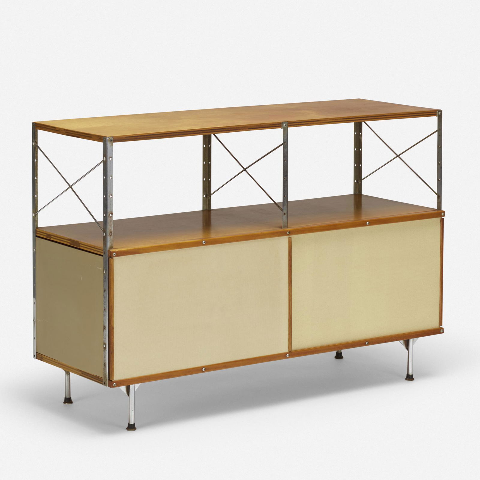 Charles and Ray Eames, ESU 200: Charles and Ray Eames ESU 200 Herman MillerUSA, 1950 / 1952birch plywood, lacquered masonite, fiberglass, chrome-plated steel32.25 h × 47 w × 16 d in (82 × 119 × 41 cm)