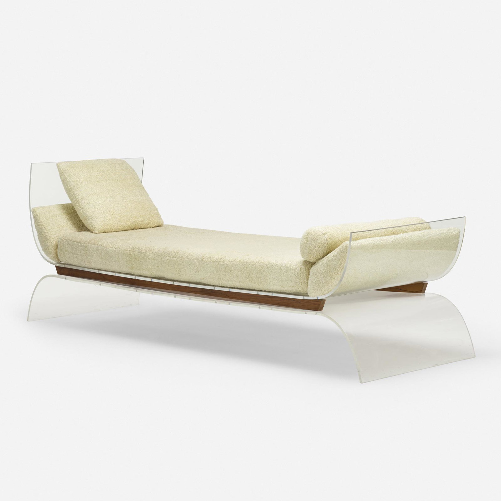Genevieve Martineau-Dausset, rare daybed: Genevieve Martineau-Dausset rare daybed Galerie Maison et Jardin France, 1968 acrylic, upholstery, rosewood 33.5 h × 97.5 w × 31 d in (85 × 248 × 79 cm) This work is a