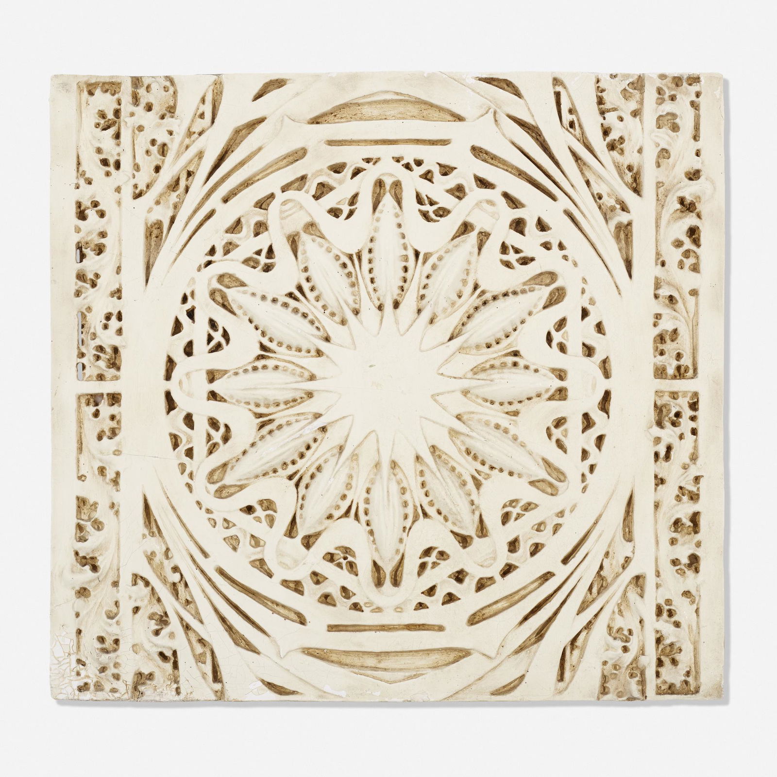 Dankmar Adler and Louis Sullivan, ornamental panel: After Dankmar Adler and Louis Sullivan ornamental panel 1882 / c. 1980painted plaster26 h × 28 w × 1.5 d in (66 × 71 × 4 cm) This work is a reproduction of a panel from th