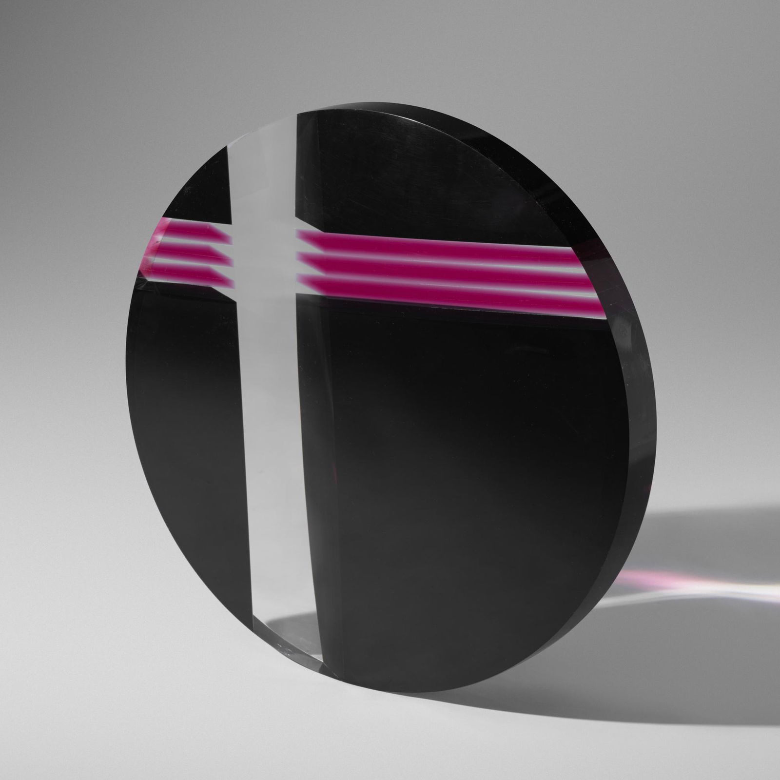 Jean-Claude Farhi, Untitled (disc): Jean-Claude Farhi Untitled (disc) c. 1970acrylic4 d × 26.5 dia in (10 × 67 cm) Provenance: Acquired directly from the artist | Collection of Mark Isaacson and Greg Na