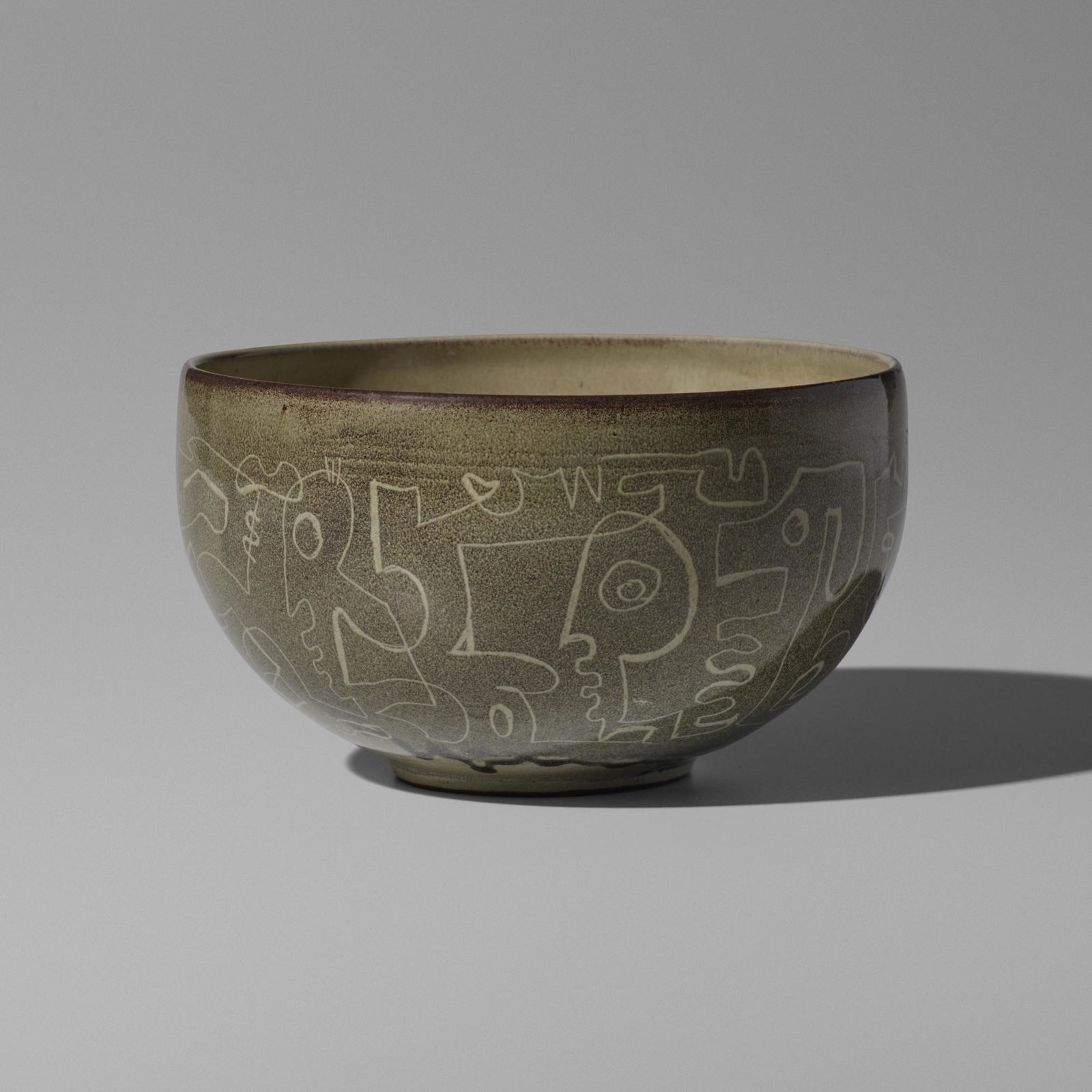 Edwin and Mary Scheier, bowl: Edwin and Mary Scheier bowl USA, c. 1950glazed stoneware3.5 h × 6.5 dia in (9 × 17 cm) Incised signature to underside 'Scheier'. Sold with digital copies of correspondence between Ed and Mary Sch