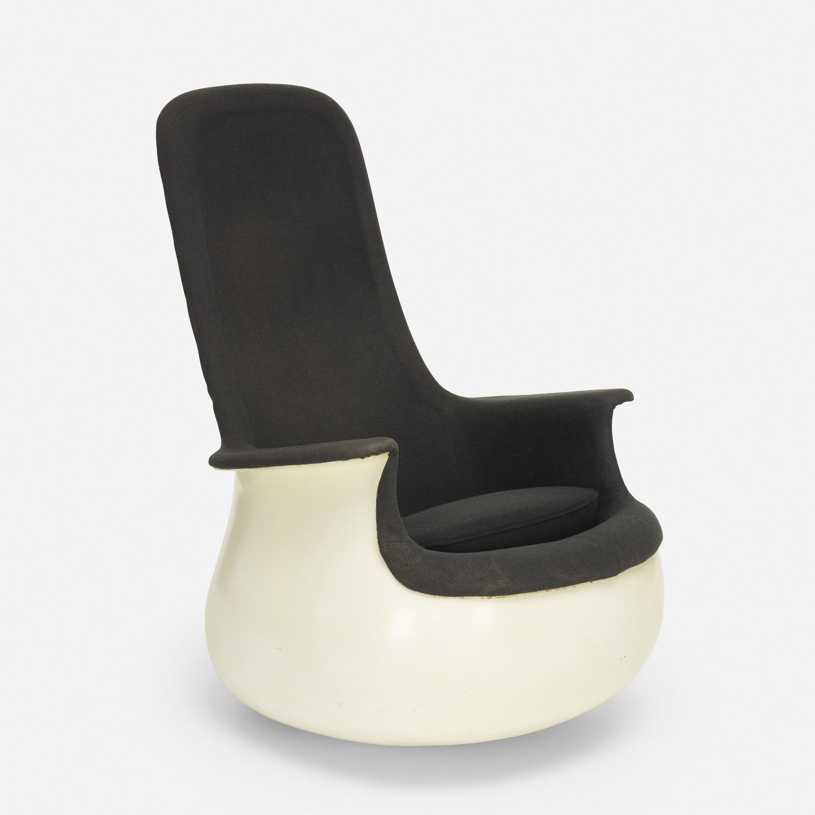 Marc Held, Culbuto chair: Marc Held Culbuto chair Knoll InternationalFrance / USA, 1967lacquered fiberglass, upholstery30 w × 36 d × 44 h in (76 × 91 × 112 cm) Literature: