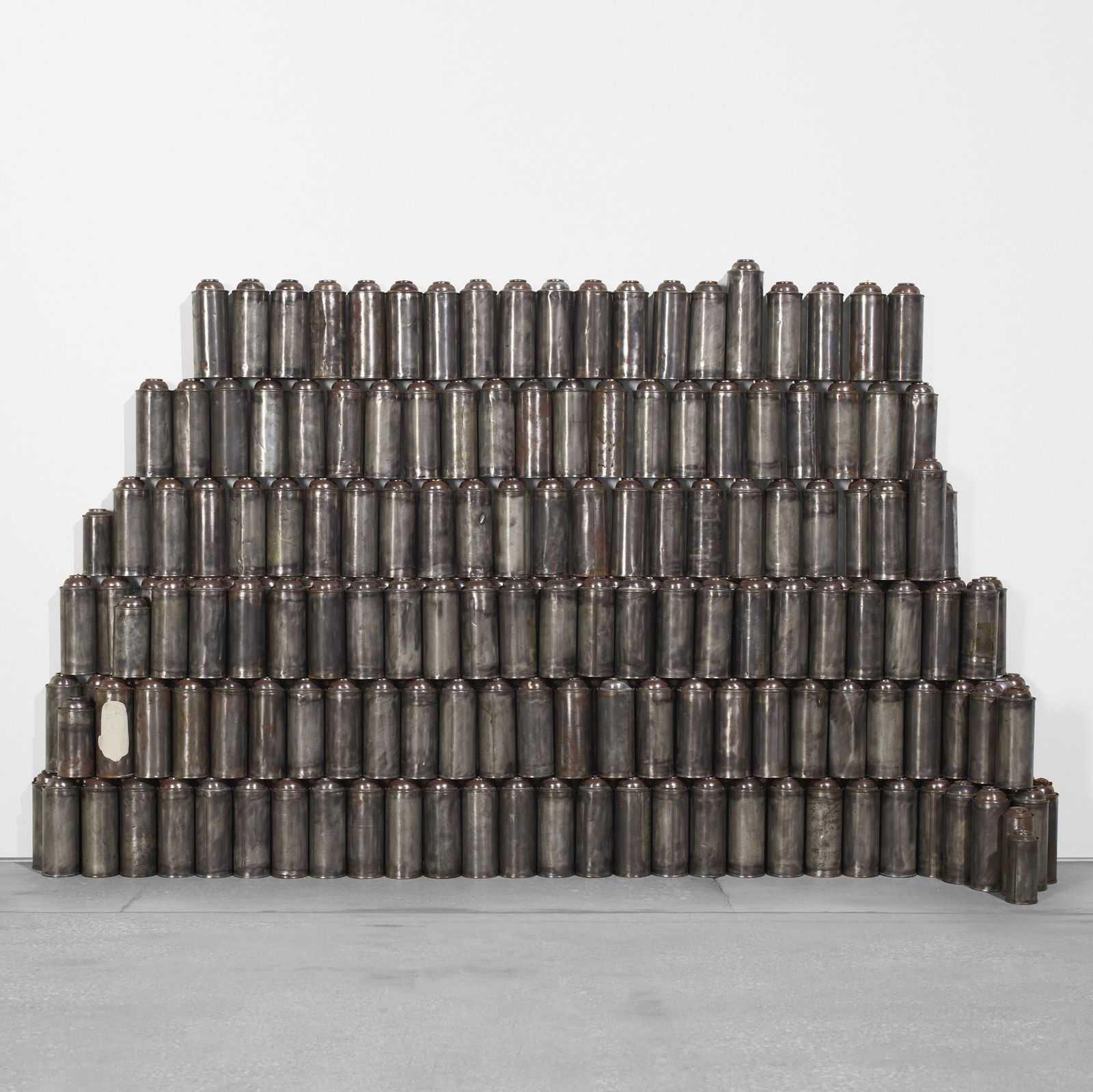 Barry McGee, Untitled (224 Cans of Spraypaint): Barry McGee Untitled (224 Cans of Spraypaint) 1999mixed media44 h × 72 w × 12 d in (112 × 183 × 30 cm) Provenance: Jack Tilton Gallery, New York | Acquire