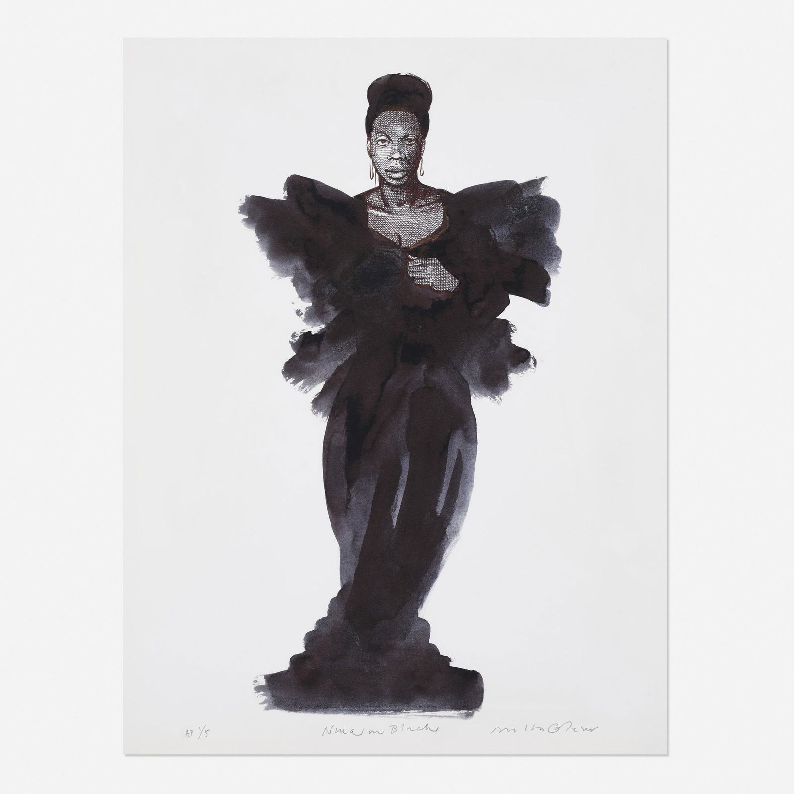 Milton Glaser Nina in Black 1994 lithograph 22 h: Milton Glaser Nina in Black 1994lithograph22 h × 17 w in (56 × 43 cm) Signed, titled and numbered to lower edge 'AP 1/5 Nina in Black Milton Glaser'. This work is number 1 from the ed