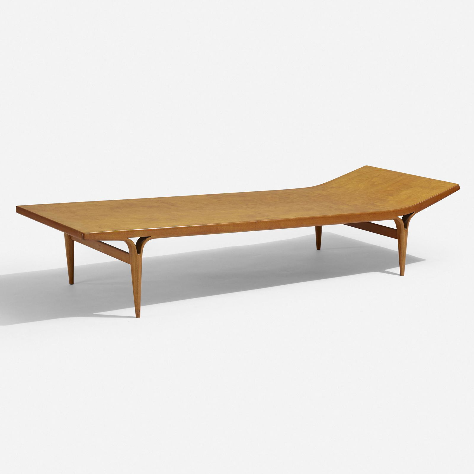Bruno Mathsson, Berlin daybed: Bruno Mathsson Berlin daybed Firma Karl MathssonSweden, 1957 / 1962laminated beech, beech plywood29.75 w × 75.5 d × 16 h in (76 × 192 × 41 cm) Signed with branded ma