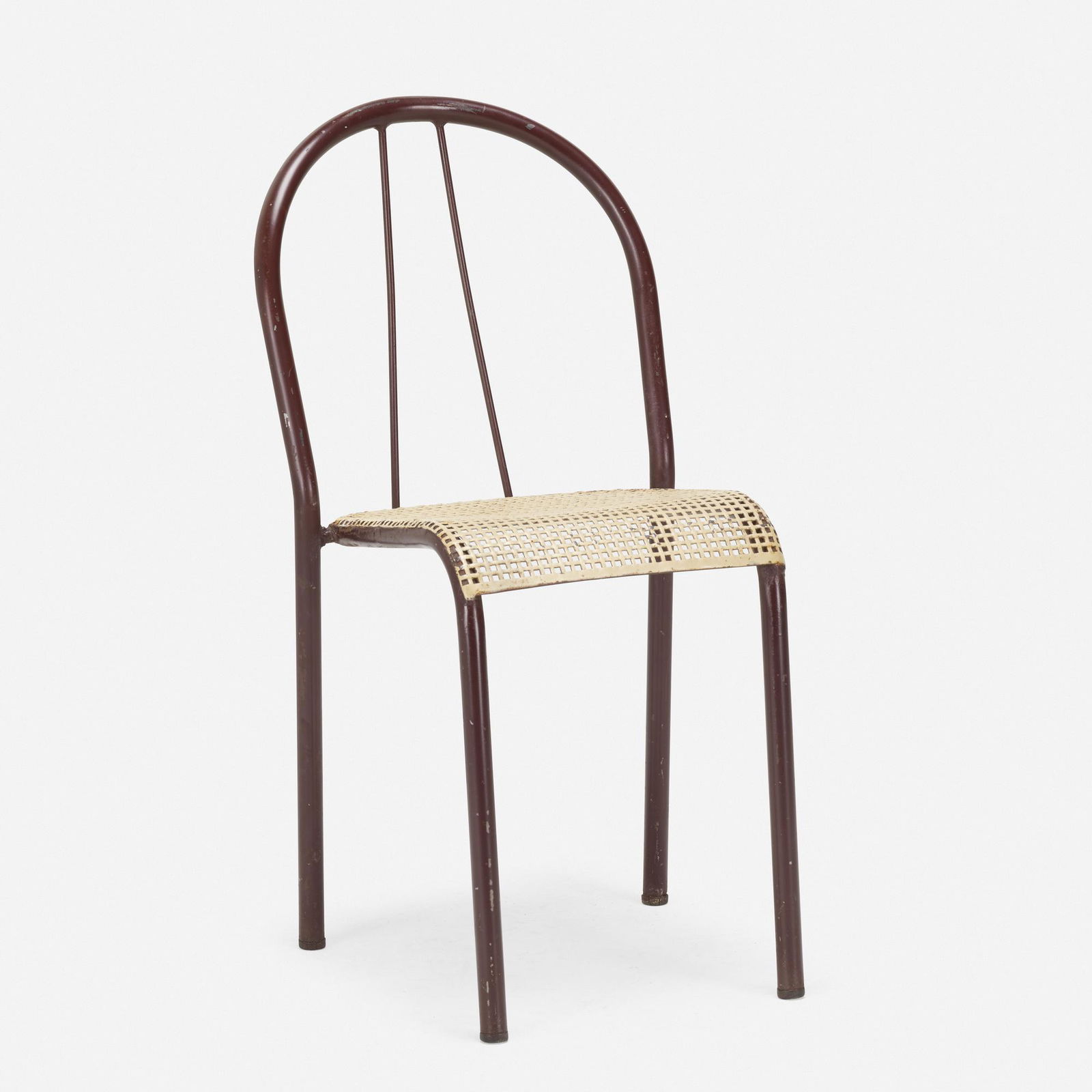 In the manner of Robert Mallet-Stevens, chair: In the manner of Robert Mallet-Stevens chair c. 1910enameled tubular steel, sheet steel32 h × 16.5 w × 18 d in (81 × 42 × 46 cm) Please Note: This work is loc