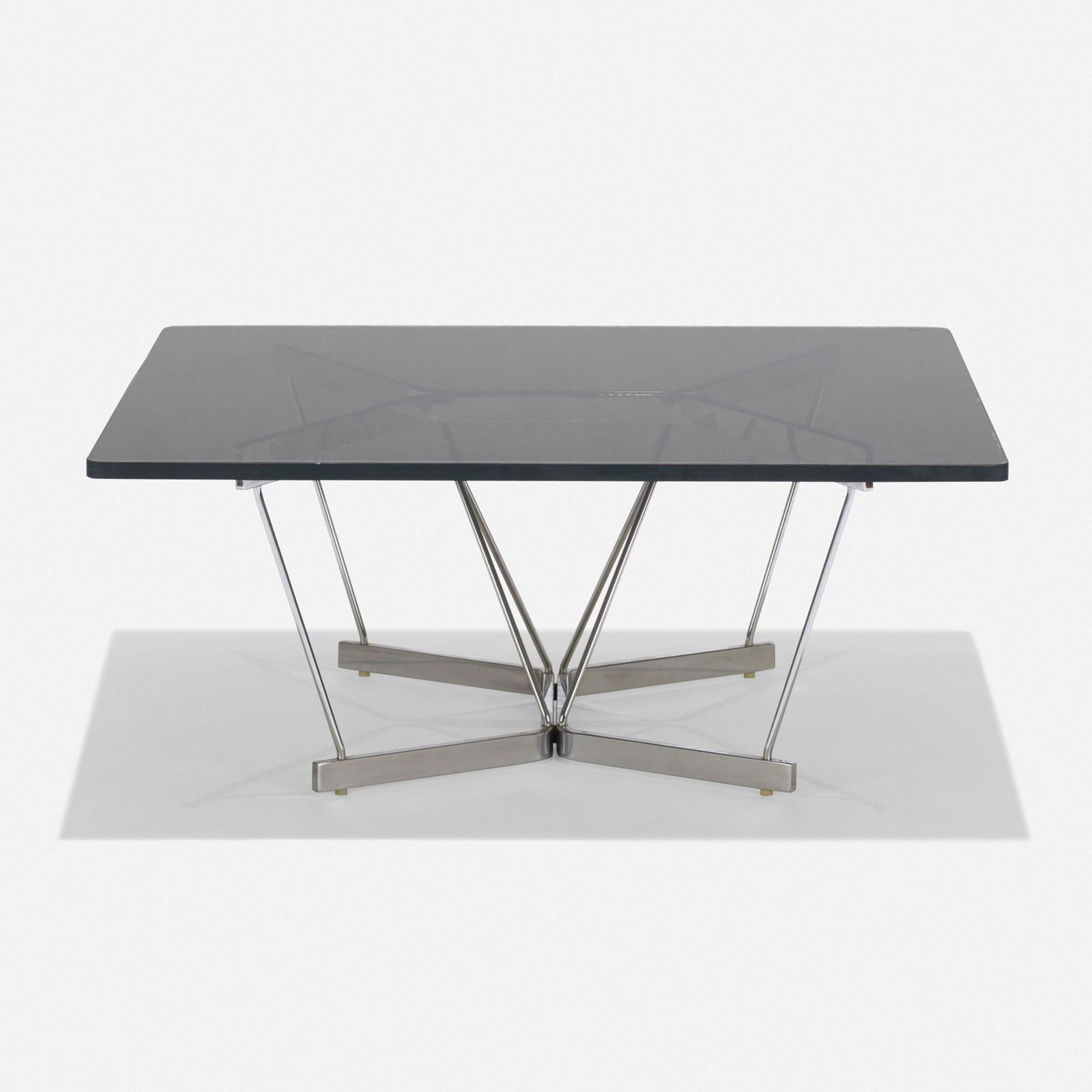 George Nelson & Associates, Catenary coffee table: George Nelson & Associates Catenary coffee table, model 6371 Herman MillerUSA, 1962chrome-plated steel, smoked glass15 h × 33.5 w × 35.75 d in (38 × 85 × 91 cm)