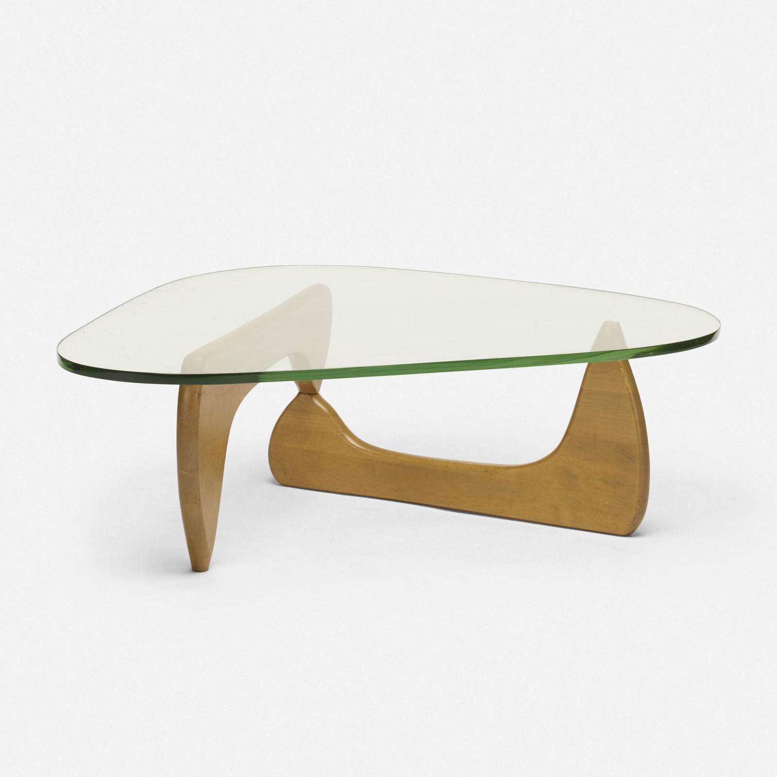 Isamu Noguchi, coffee table, model IN-50: Isamu Noguchi coffee table, model IN-50 Herman MillerUSA, c. 1944walnut, glass15.5 h × 50 w × 36 d in (39 × 127 × 91 cm) Provenance: Collection of J
