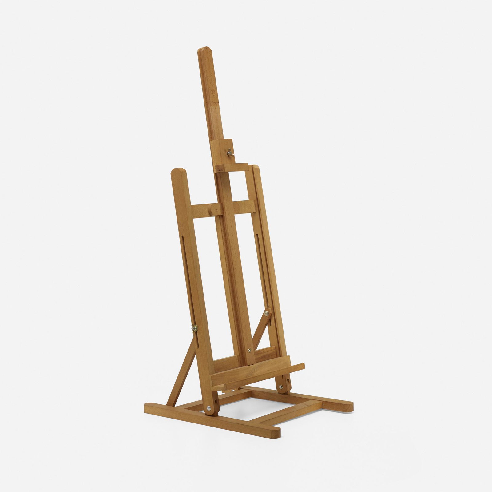 Contemporary, tabletop easel: Contemporary tabletop easel Vang beech 33 h × 12.5 w × 15 d in (84 × 32 × 38 cm) Impressed manufacturer's mark to edge 'Vang'. Provenance: Collection