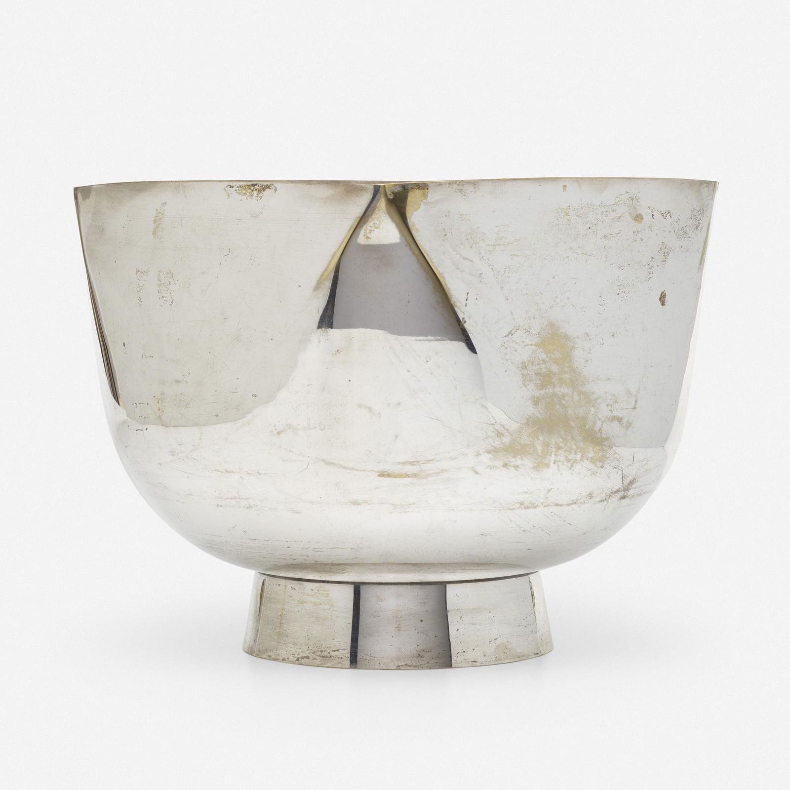Ward Bennett, bowl: Ward Bennett bowl USA, c. 1970silverplated brass9.5 h × 13 dia in (24 × 33 cm) Impressed manufacturer's mark to underside 'Ward Bennett Design'. Provenance: Co