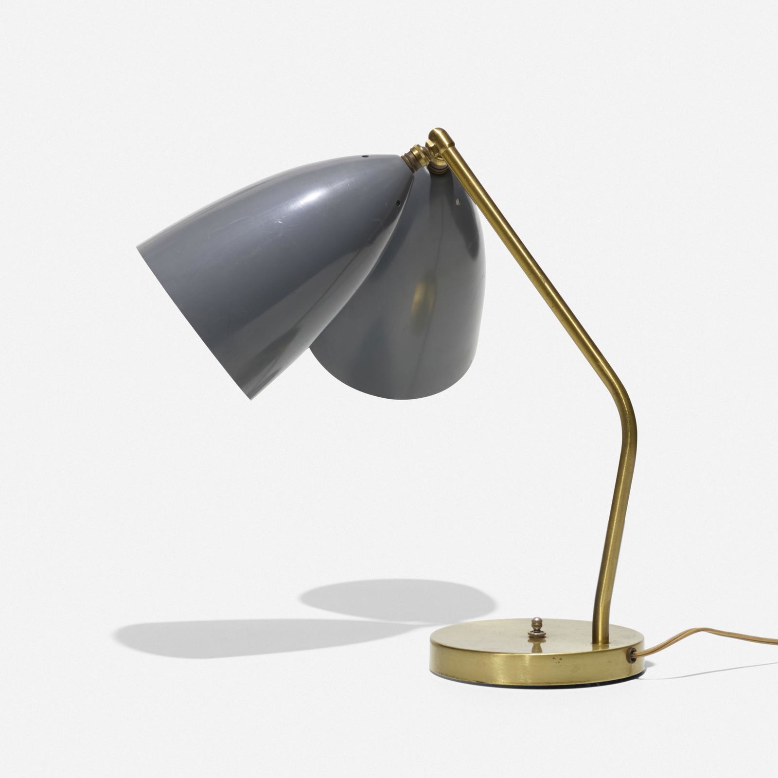Greta Magnusson Grossman, table lamp: Greta Magnusson Grossman table lamp Ralph O. SmithSweden / USA, c. 1948brass, enameled aluminum15 w × 14 d × 16 h in (38 × 36 × 41 cm) Literature: <