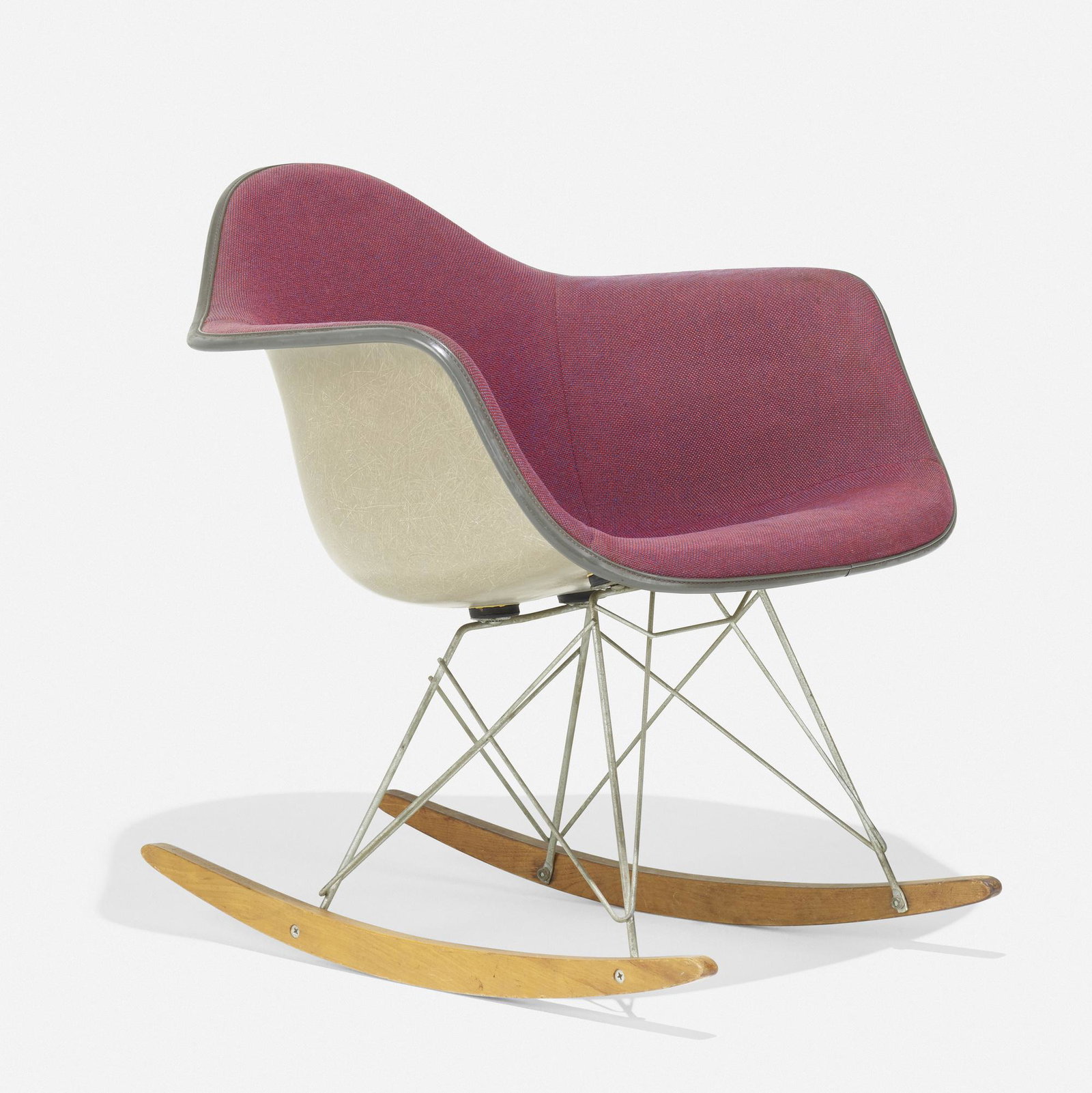 Charles and Ray Eames, RAR-1: Charles and Ray Eames RAR-1 Herman Miller USA, 1950 / c. 1965 upholstery over fiberglass, enameled steel, birch, rubber 25 w × 26 d × 27 h in (63 × 66 × 69 cm) Molded m