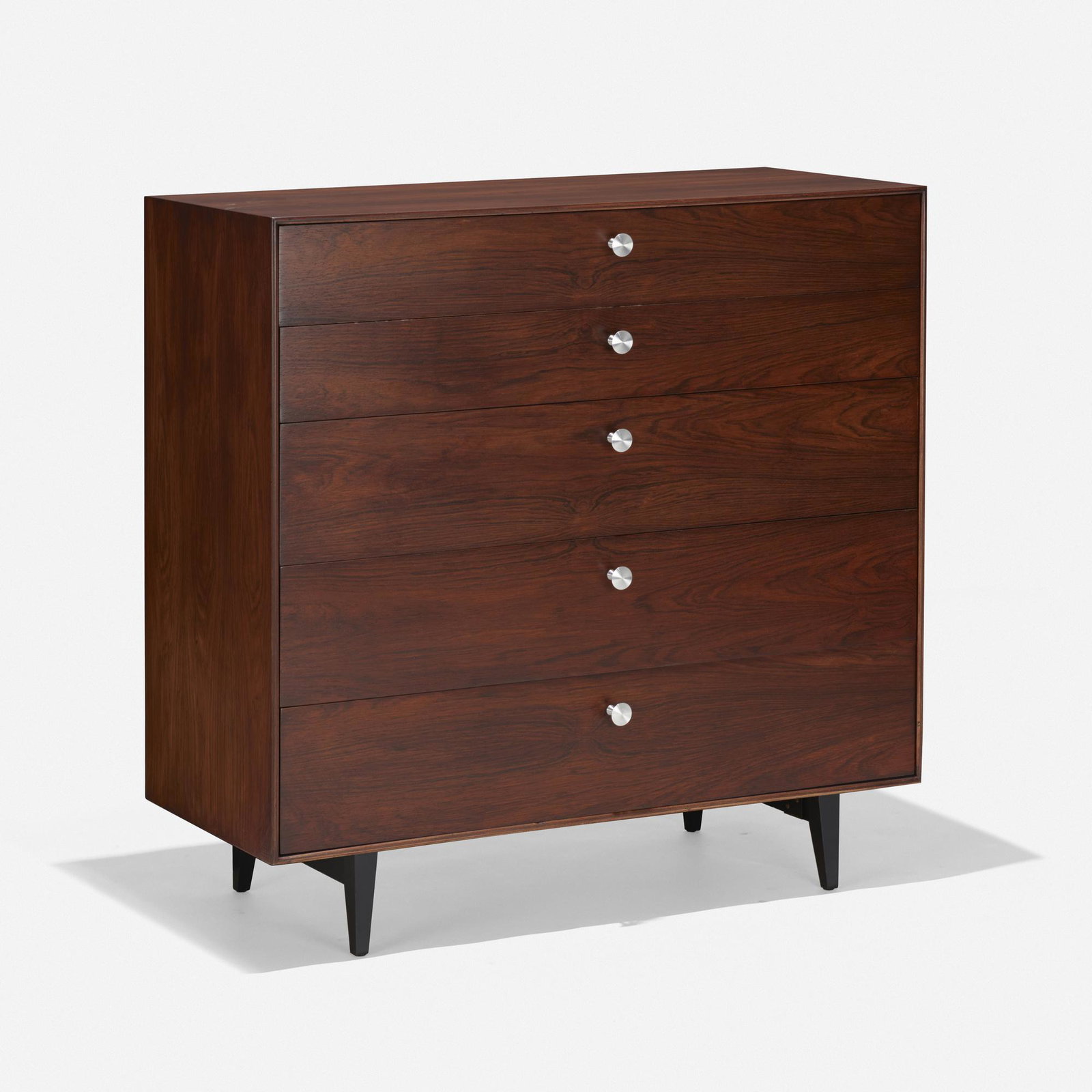 George Nelson & Associates, Thin Edge cabinet: George Nelson & Associates Thin Edge cabinet, model 5240 Herman Miller USA, 1952 rosewood, lacquered wood, aluminum 39.75 w × 19.5 d × 39.25 h in (101 × 50 × 100 cm) Ca
