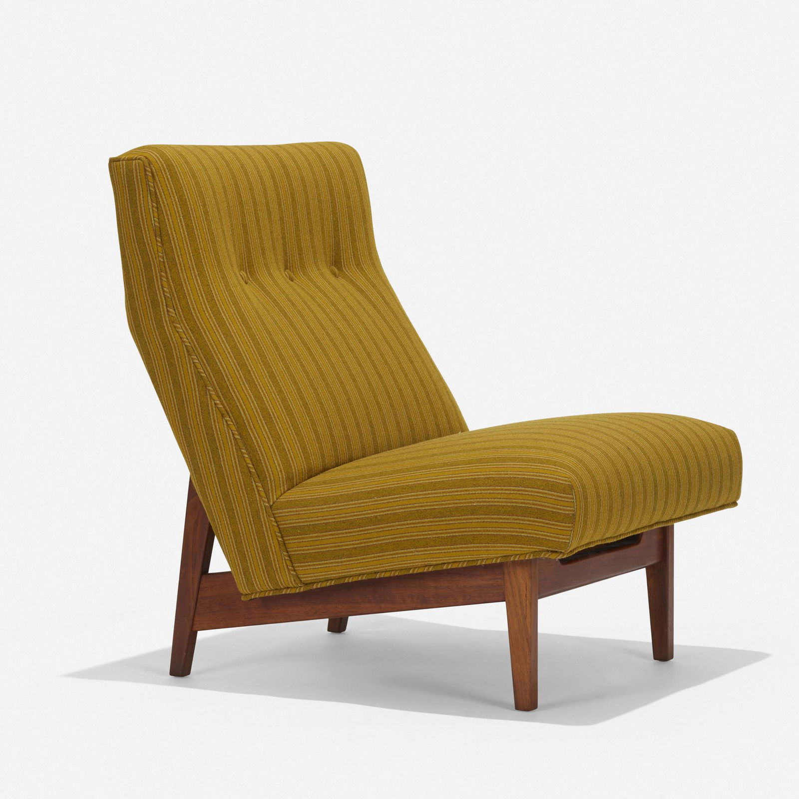 Jens Risom, lounge chair, model U-450: Jens Risom lounge chair, model U-450 Jens Risom Design Inc.USA, c. 1955upholstery, walnut27 w × 31 d × 33 h in (69 × 79 × 84 cm) Provenance: Stefan