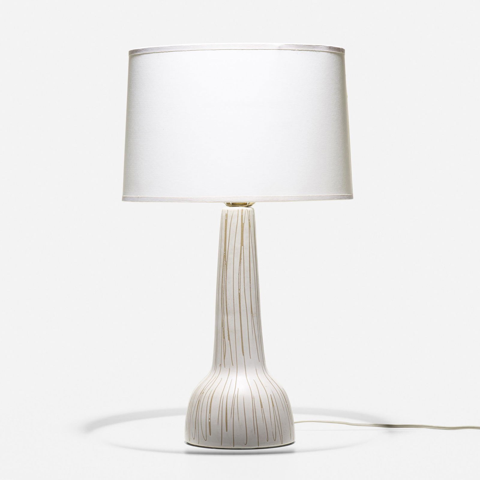 Gordon and Jane Martz, table lamp: Gordon and Jane Martz table lamp USA, c. 1955glazed earthenware21.5 h × 11.5 dia in (55 × 29 cm) Signed in decoration to base 'Martz'. please note: This work will