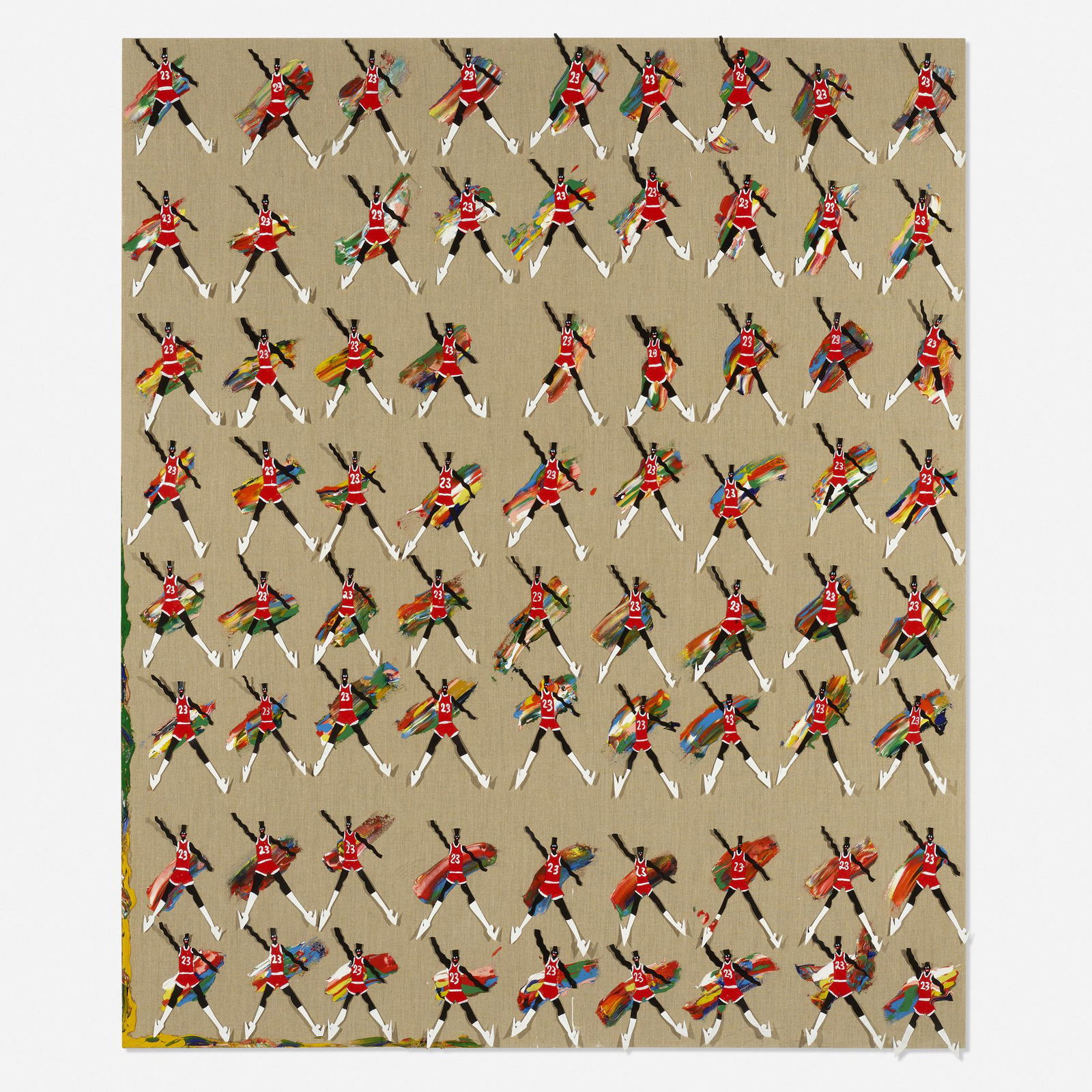 Devin Troy Strother, 72 Michael Jordans on Linen: Devin Troy Strother 72 Michael Jordans on Linen 2015mixed media on linen71 h × 59.5 w in (180 × 151 cm) Provenance: Richard Heller Gallery, Santa Monica | Private Col