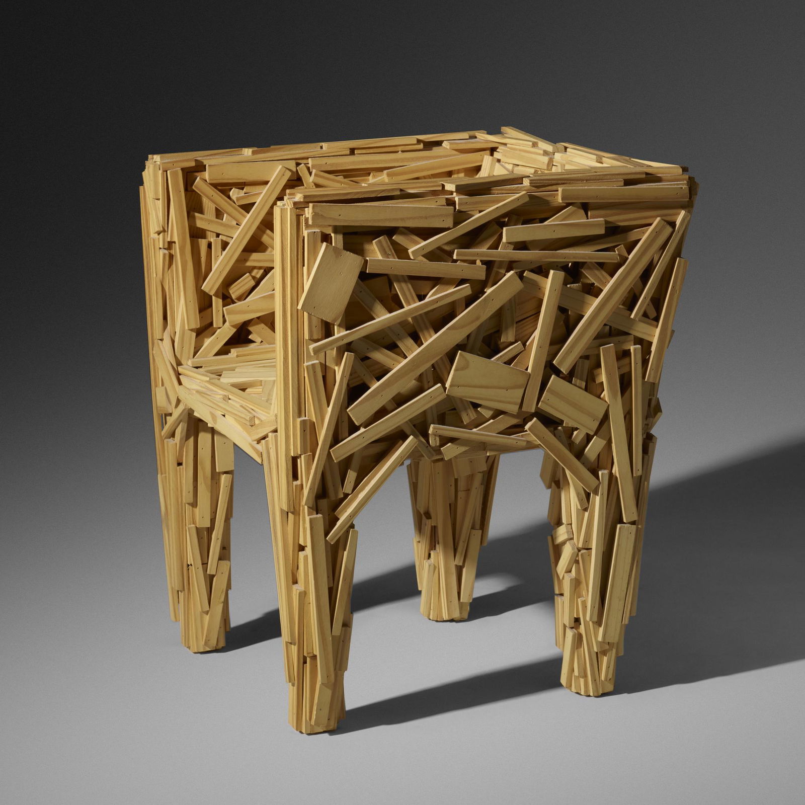 Fernando and Humberto Campana, Favela chair: Fernando and Humberto Campana Favela chair EdraBrazil / Italy, 2003Brazilian Pinus wood25 w × 25 d × 30 h in (63 × 63 × 76 cm) Provenance: Moss, New