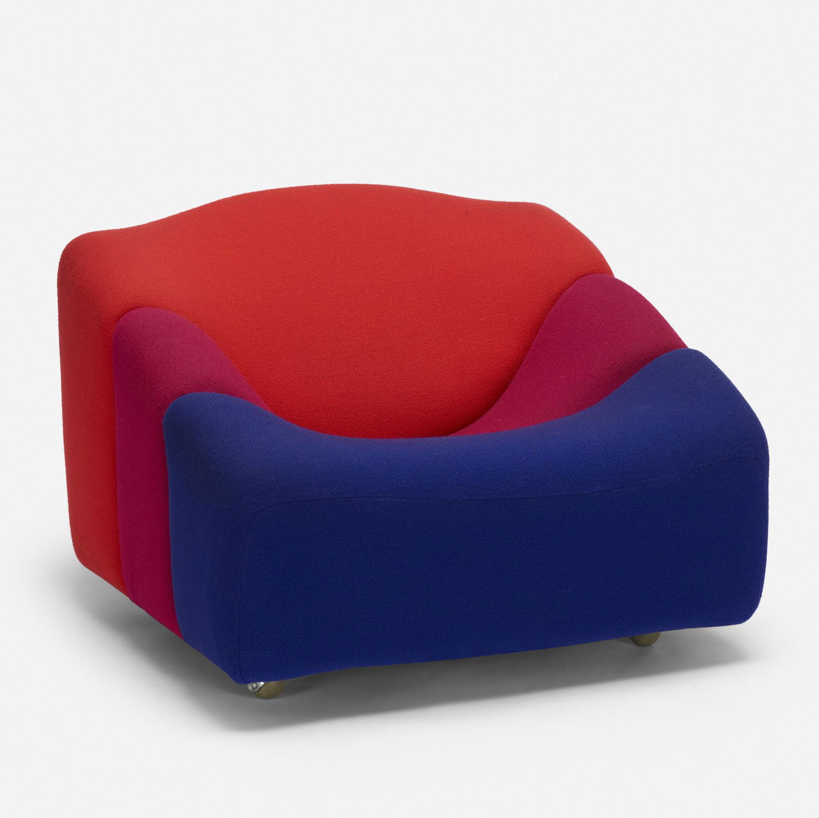 Pierre Paulin, ABCD lounge chair: Pierre Paulin ABCD lounge chair ArtifortFrance / The Netherlands, 1968upholstery, chrome-plated steel, rubber34 w × 33 d × 25 h in (86 × 84 × 63 cm) Decal manufactur