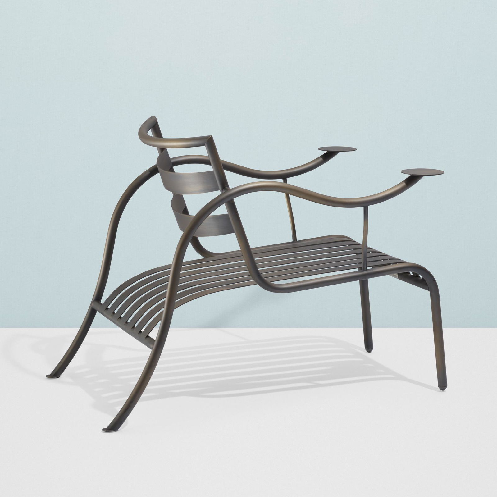 Jasper Morrison, Thinking Man: Jasper Morrison Thinking Man's chair CappelliniUnited Kingdom / Italy, 1988brass-plated frame with black patina25 w × 38 d × 28 h in (63 × 97 × 71 cm) This example is number 1 from the edit