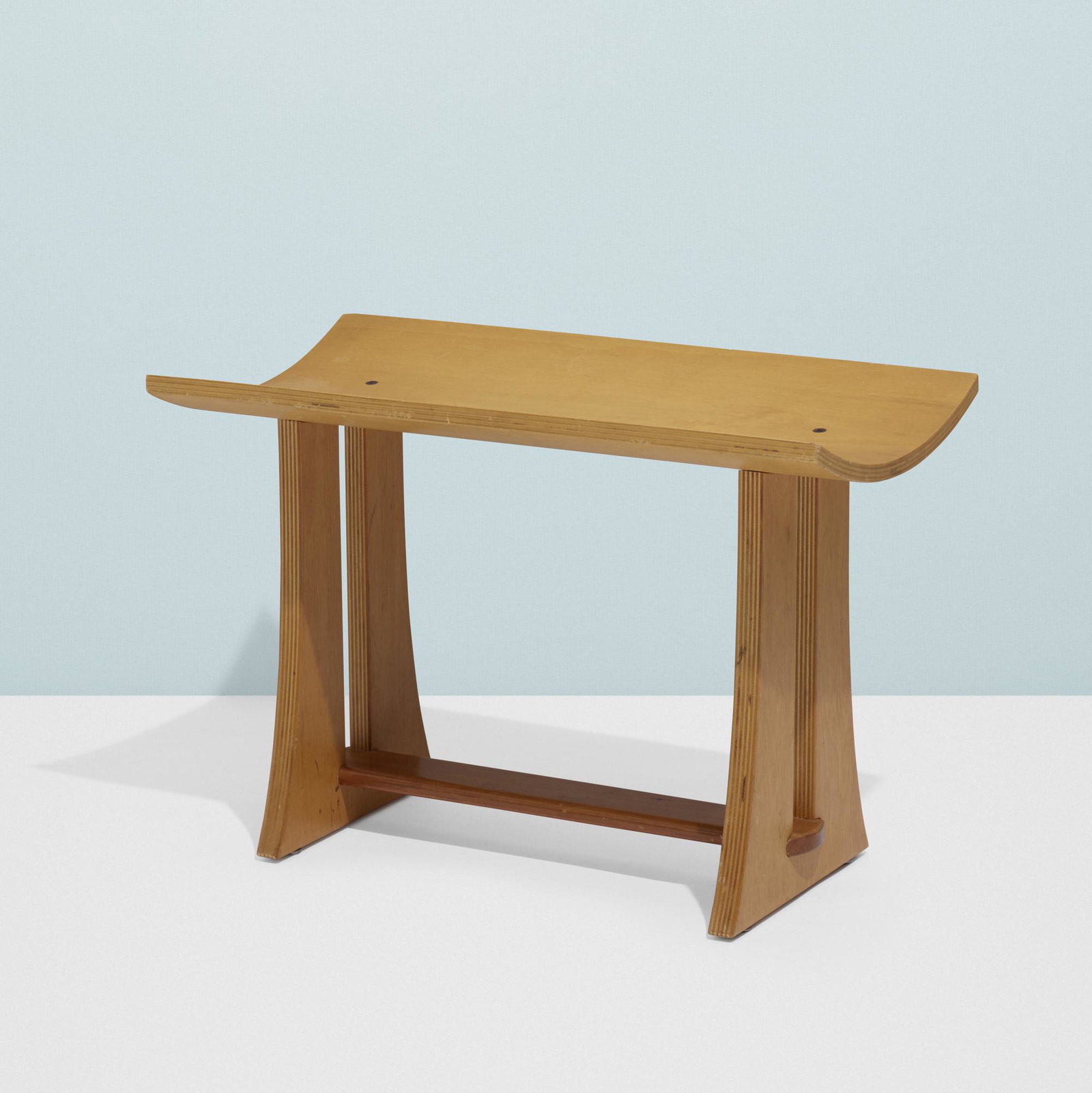 Contemporary, stool: Contemporary stool c. 1990 beech plywood, maple 18 w × 9 d × 12.25 h in (46 × 23 × 31 cm) Provenance: Collection of George Champion