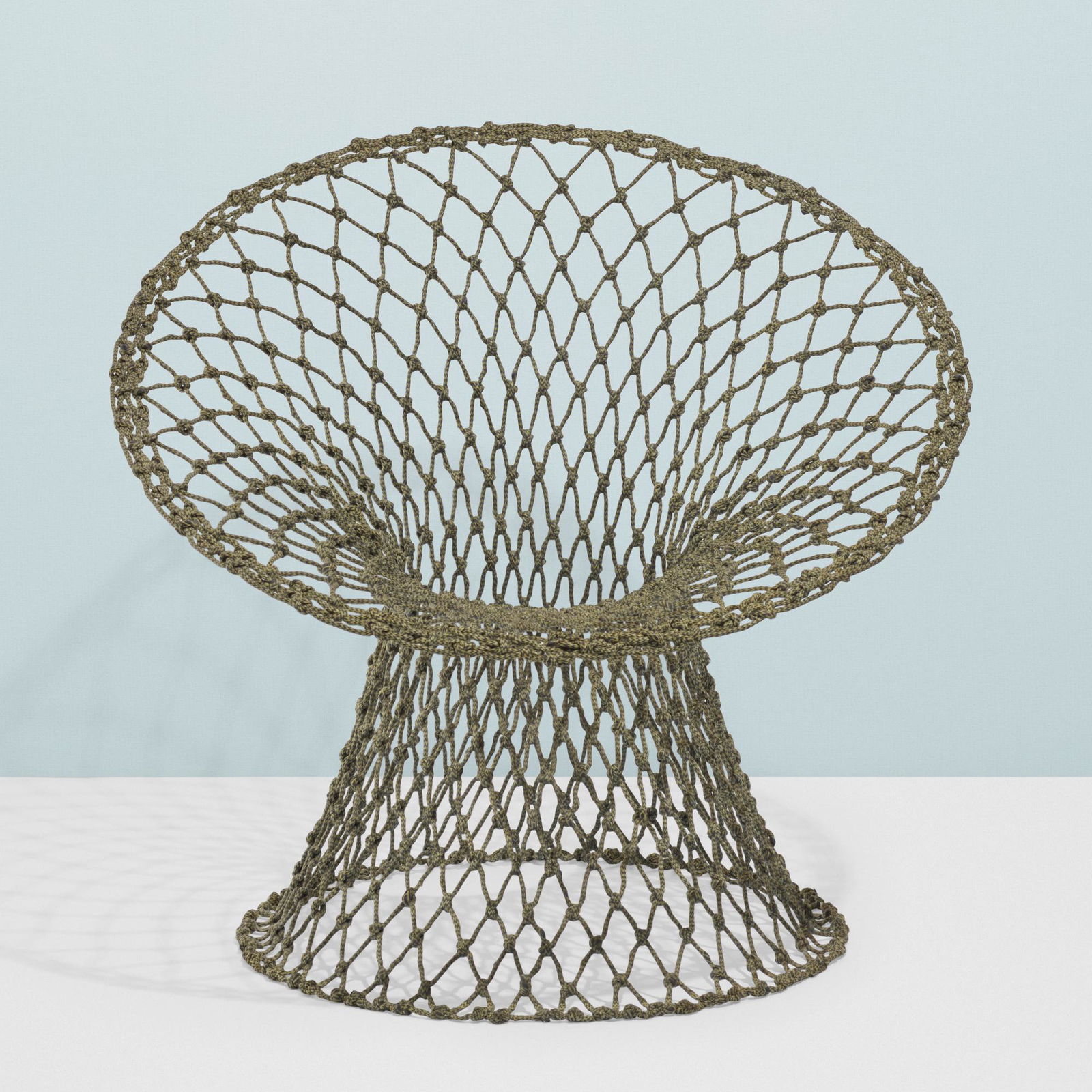Marcel Wanders, Fishnet chair: Marcel Wanders Fishnet chair The Netherlands, 2001carbon and aramid fibers, epoxy resin32 w × 28 d × 30 h in (81 × 71 × 76 cm) The Fishnet chair is an extension of the transparent and func