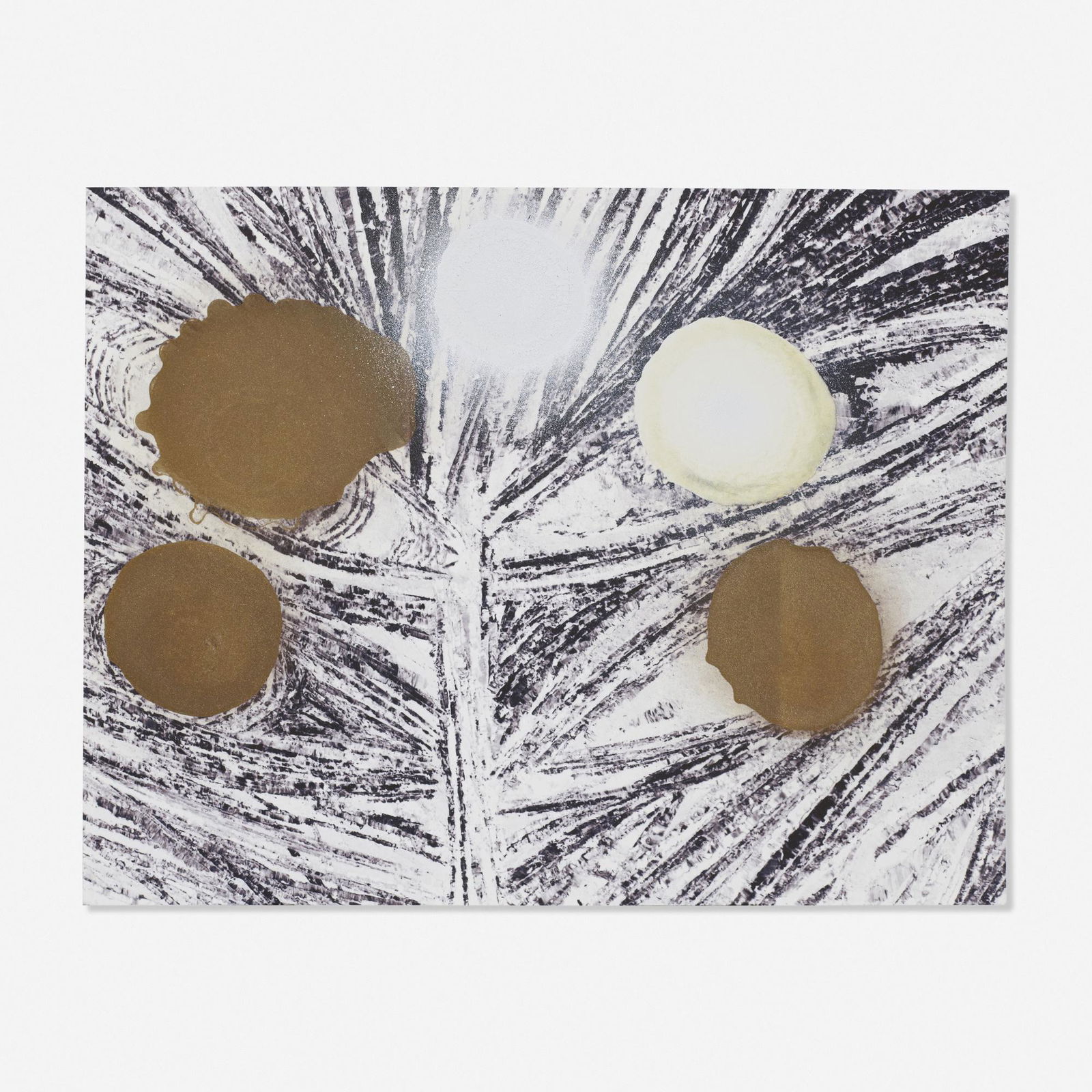 Mark Grotjahn, Untitled (Holiday Print): Mark Grotjahn Untitled (Holiday Print) c. 2010spray enamel on printed paper7.5 h × 9.75 w in (19 × 25 cm) Signed and numbered to verso 'Mark Grotjahn 37/40'. Stamped to verso 'Happy H