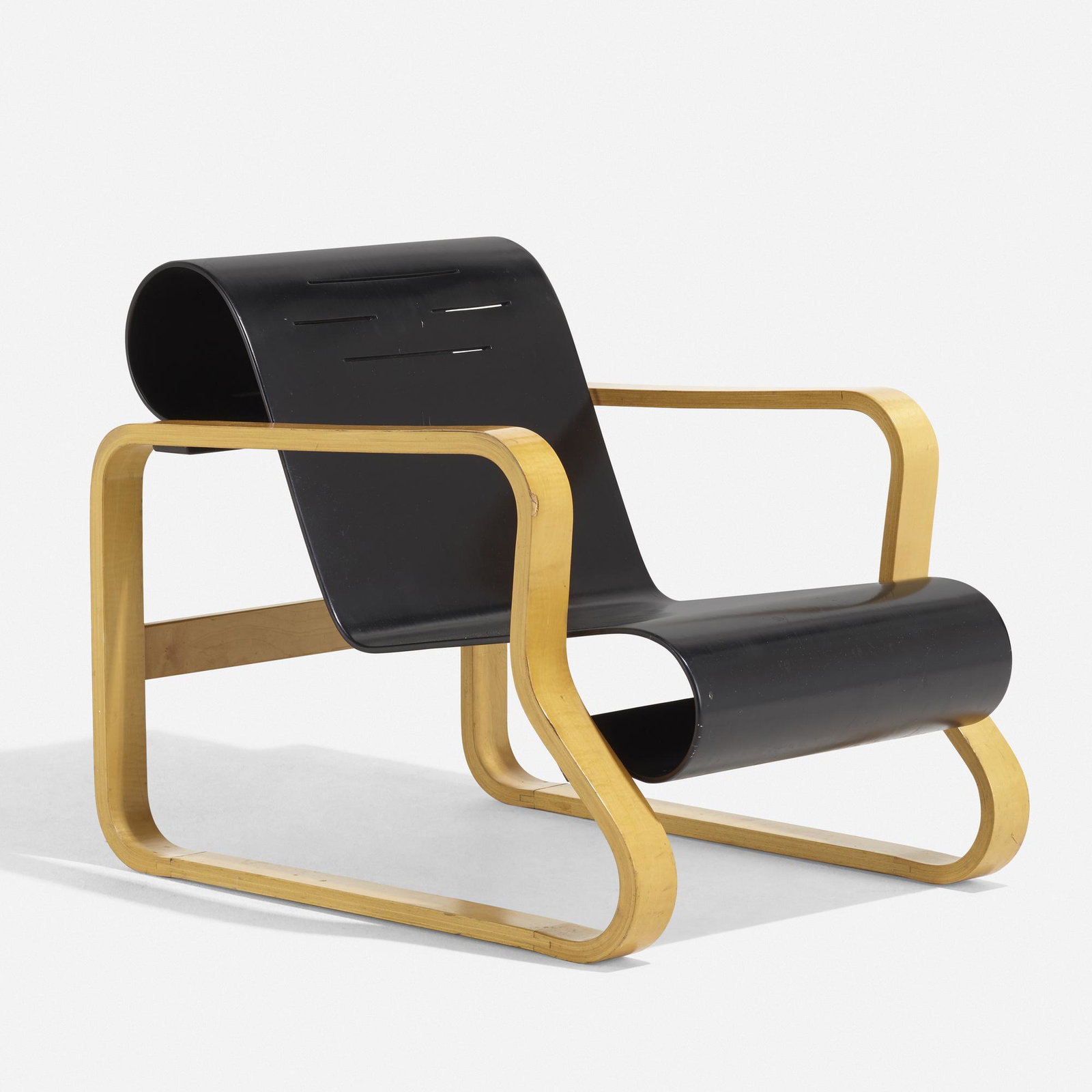 Alvar Aalto, Paimio lounge chair: Alvar Aalto Paimio lounge chair Artek Finland, 1932 / c. 1985 birch plywood, lacquered wood 23.5 w × 34 d × 26 h in (60 × 86 × 66 cm) Literature: Alvar Aalto: Designer,