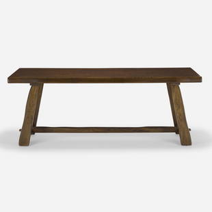 Olavi Hanninen, dining table: Olavi Hanninen dining table Mikko NupponenFinland, c. 1955carved elm29.75 h × 78.5 w × 35.5 d in (76 × 199 × 90 cm) please note: This work is located at, and will ship from, Wr