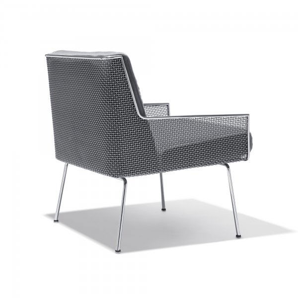 Davis Allen armchair from the Inland Steel Company: Davis Allen armchair from the Inland Steel Company Building, Chicago Edgewater USA, 1958 stainless steel, upholstery 27 w x 29 d x 32 h inches Literature: Davis Allen: Forty Years of Interior Design a