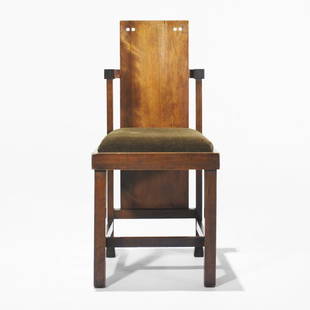 Frank Lloyd Wright chair from the Coonley Playhous: Frank Lloyd Wright chair from the Coonley Playhouse, Riverside USA, 1912 walnut, upholstery 15 w x 16 d x 32.25 h inches Literature: Frank Lloyd Wright: Interiors and Furniture, Heinz, pg. 150
