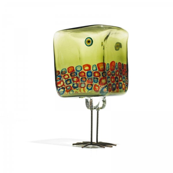 Alessandro Pianon Pulcini: Alessandro Pianon Pulcini Vistosi Italy, c. 1963 glass, copper 4 w x 4.25 d x 8 h inches