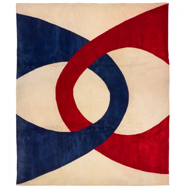 Edward Fields carpet: Edward Fields carpet USA, 1971 hand-woven wool 134 w x 157 l inches Stamped signature and date to underside: [Edward Fields 1971].