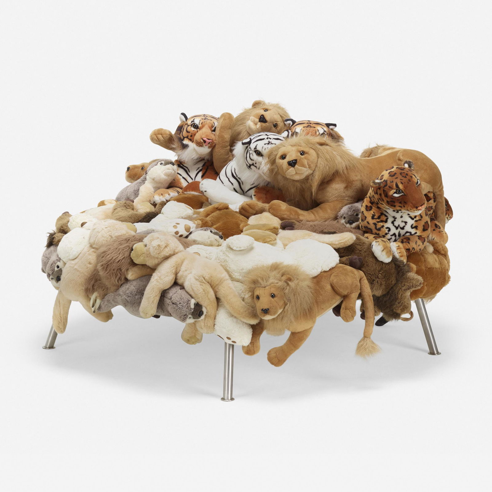 Fernando and Humberto Campana, Cake stool: Fernando and Humberto Campana Cake stool Brazil, 2008stuffed animals, stainless steel46 dia × 28 h in (117 × 71 cm) This work is number 37 from the edition of 150. Embroidered signature and numbe