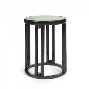 Josef Hoffmann stool: Josef Hoffmann stool Thonet Austria, 1905 lacquered beech, upholstery 14 dia x 18 h inches Literature: Casa Thonet: Storia dei Mobili in Legno Curvato, Massobrio and Portoghesi, unpaginated