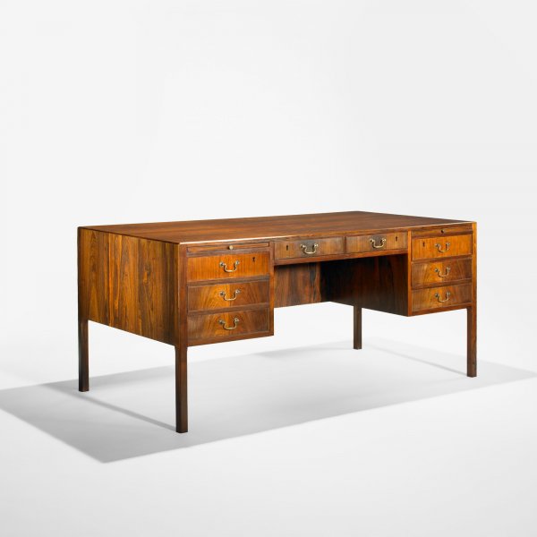 Arne Vodder desk: Arne Vodder desk Denmark, c. 1960 rosewood, brass 65.5 w x 33.5 d x 29.25 h inches