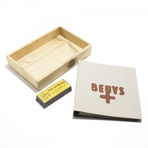 Joseph Beuys Intuition, Noiseless Blackboard Erase: Joseph Beuys Intuition, Noiseless Blackboard Eraser and Multiples book Germany, 1968 pine, chalkboard eraser, screenprint on card Intuition: Signed and titled to front 'Joseph Beuys' with pu