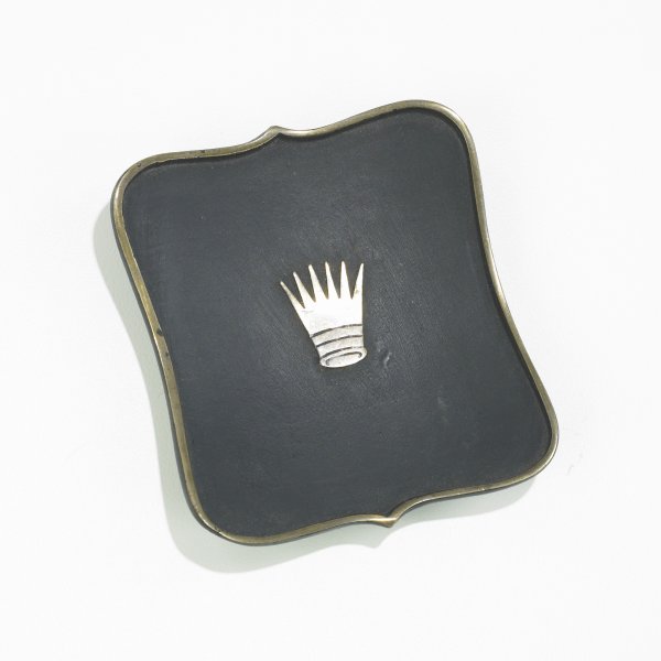 Carl Aubock ashtray: Carl Aubock ashtray Austria, c. 1955 brass 3.5 w x 3 d x .5 h inches Impressed signature to underside: [Aubock].