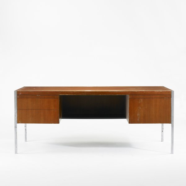 Richard Schultz desk: Richard Schultz desk USA, c. 1960 mahogany, chrome-plated steel 72 w x 32 d x 29 h inches