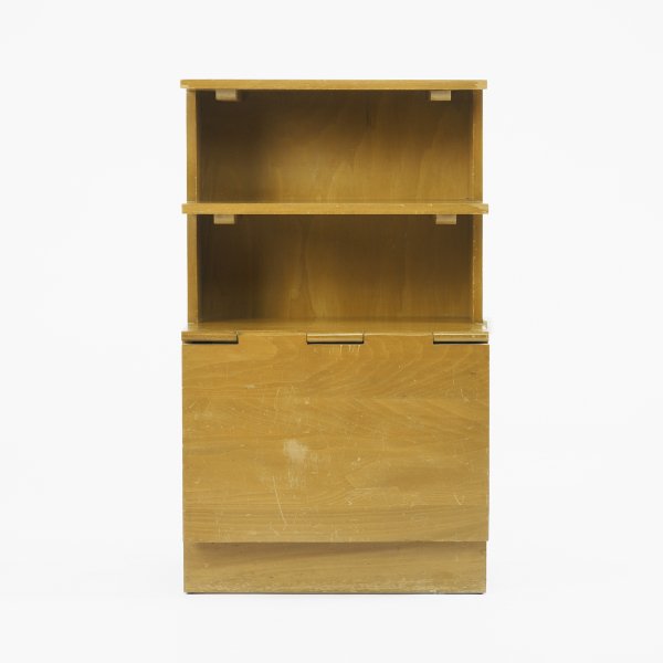 Russel Wright small cabinet with drop leaf table: Russel Wright small cabinet with drop leaf table USA, c. 1940 maple 22 w x 12.25 d x 37 h inches