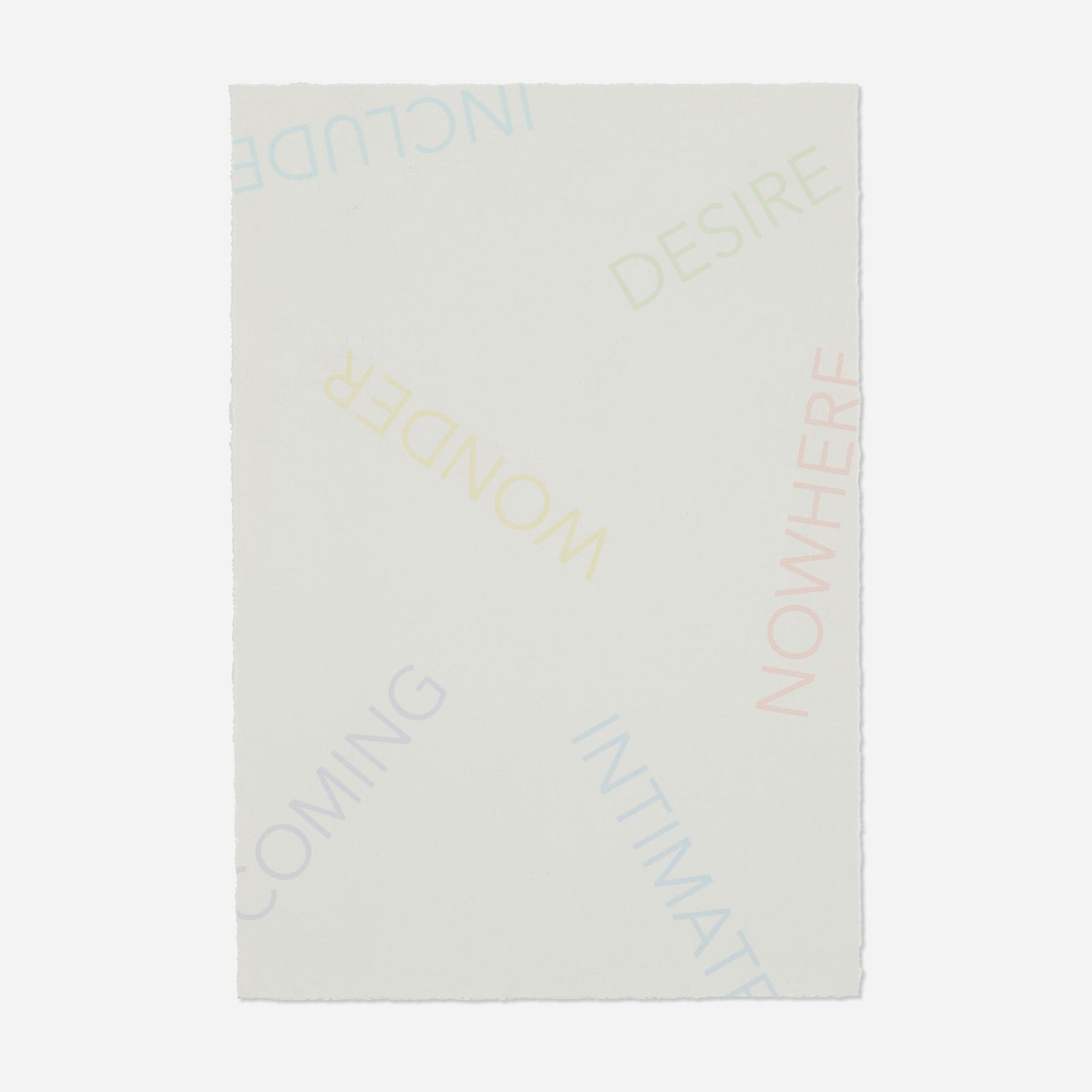 Robert Barry, Untitled: Robert Barry Untitled 2008screenprint in colors12 h × 8.25 w in (30 × 21 cm) Signed, dated and numbered to verso '105/130 RB-08'. This work is number 105 from the edition of 130. <