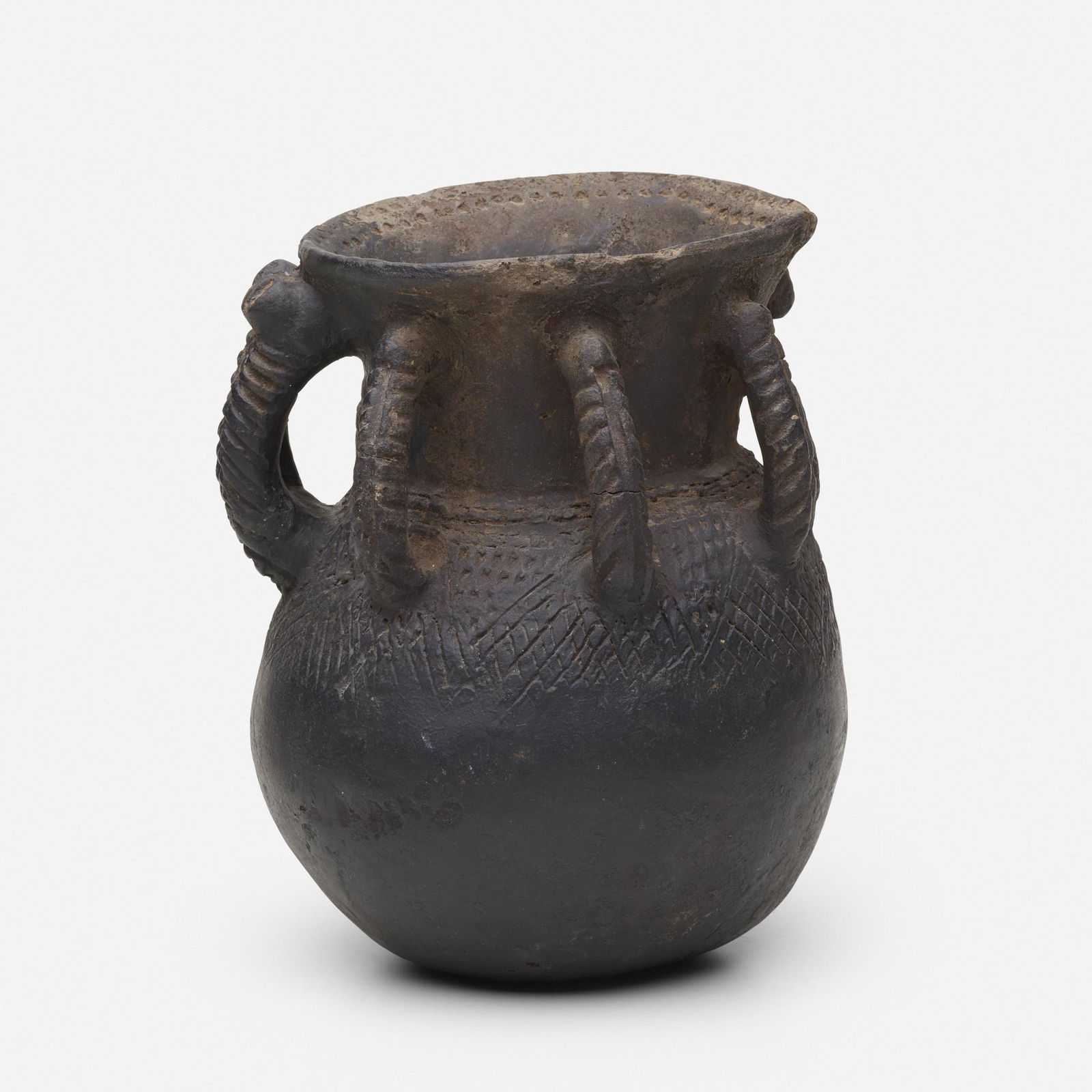 Cameroon Grasslands, Vessel: Cameroon Grasslands Vessel 20th centuryearthenware9 h × 7.5 w × 7 d in (23 × 19 × 18 cm) Provenance: Collection of Robert Wilson | Phillips, de Pury & Com