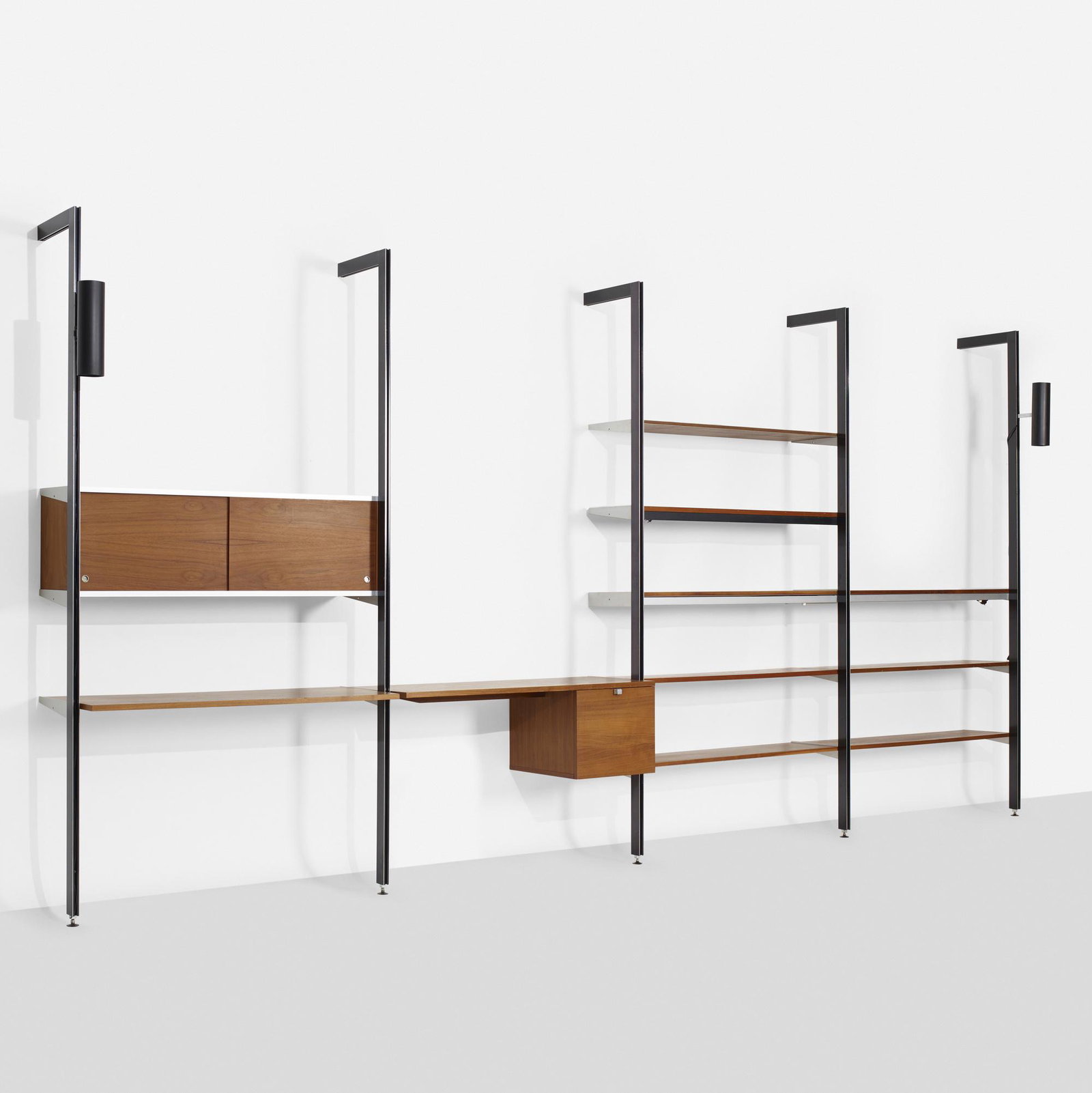 George Nelson & Associates, CSS: George Nelson & Associates CSS (Comprehensive Storage System) Herman Miller USA, 1959 enameled aluminum, aluminum, walnut 196 w × 20.5 d × 95.5 h in (498 × 52 × 243 cm)