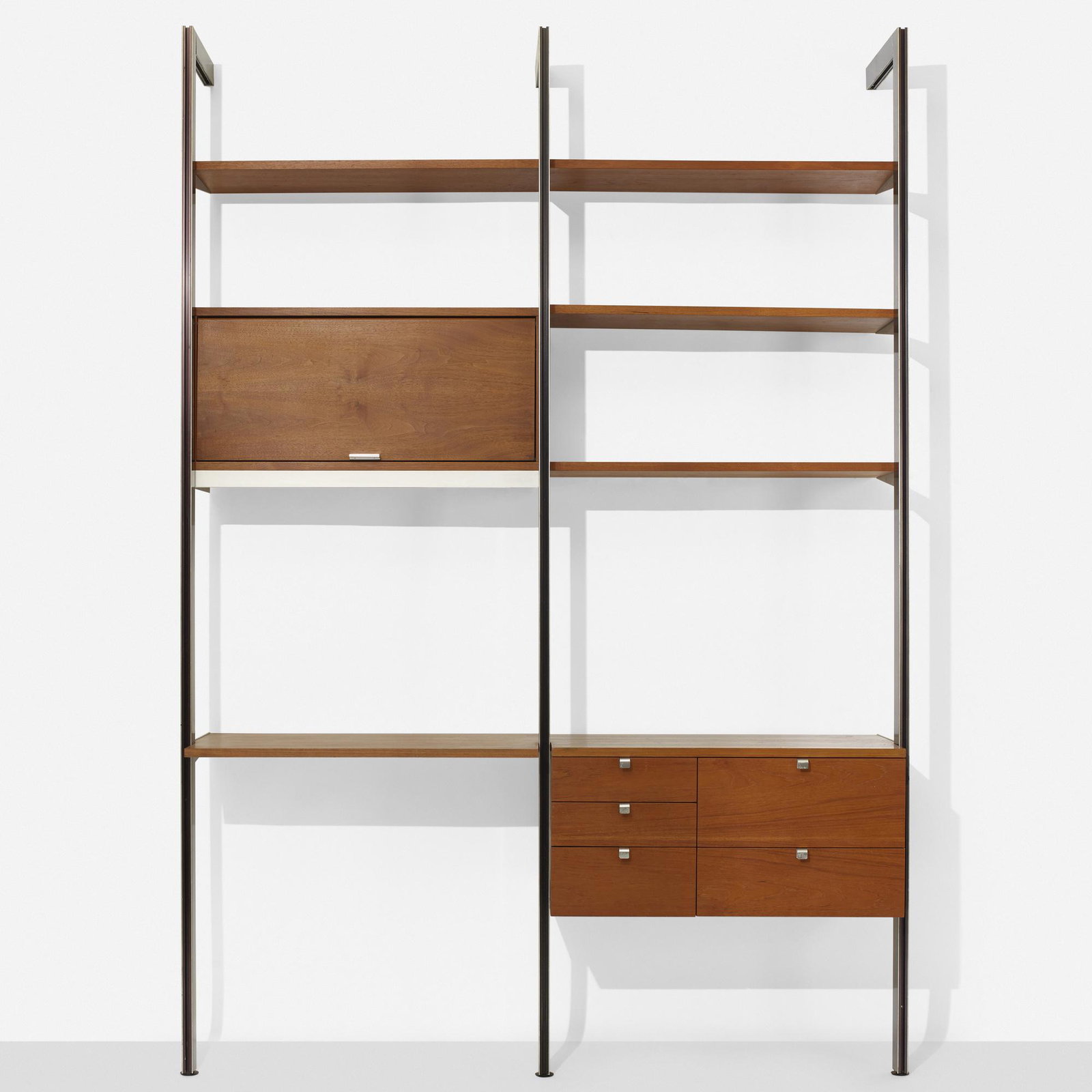George Nelson & Associates, CSS: George Nelson & Associates CSS (Comprehensive Storage System) Herman Miller USA, 1955 walnut, enameled aluminum, aluminum 65 w × 21 d × 94.25 h in (165 × 53 × 239 cm) A