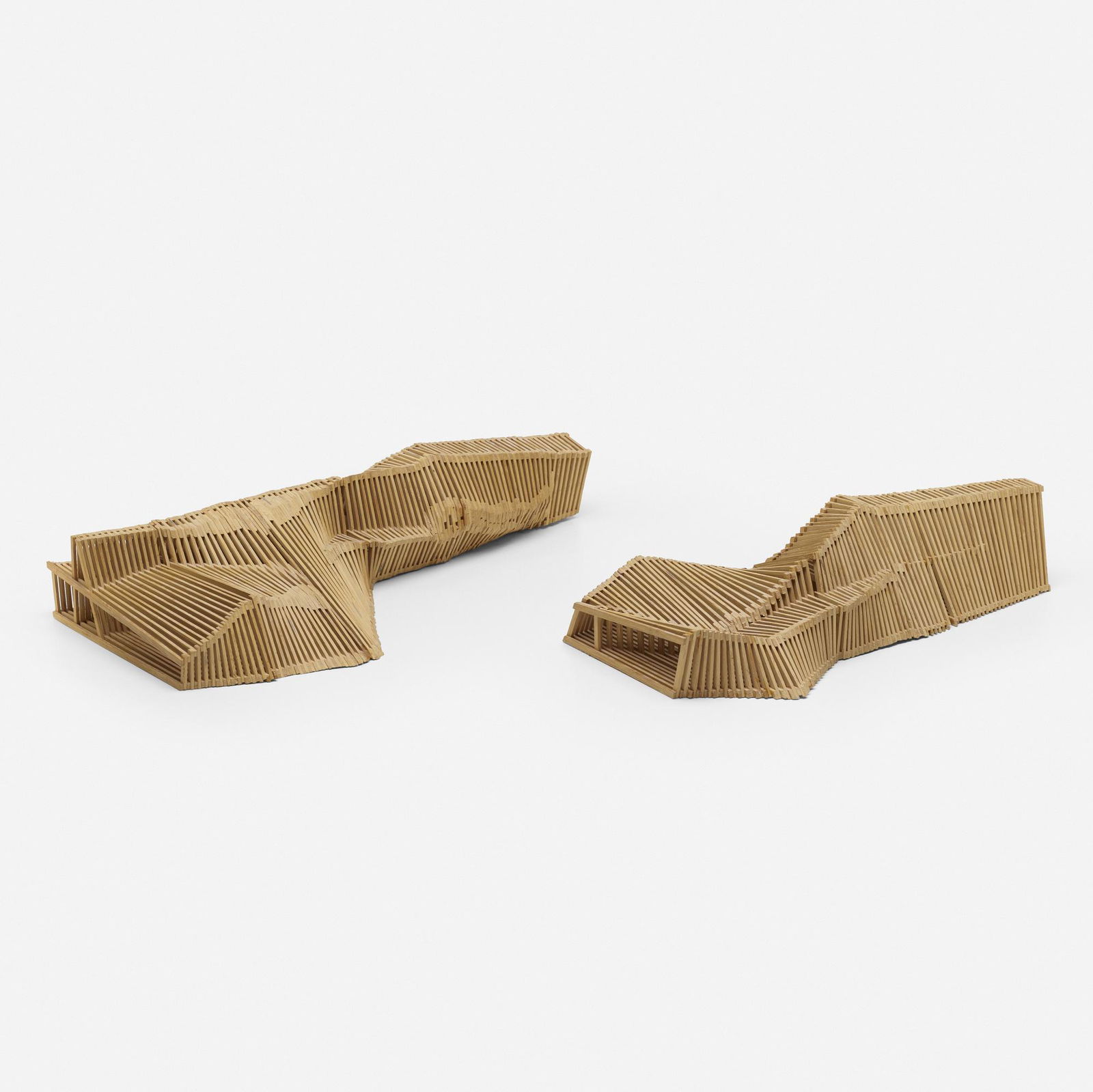 Tejo Remy and Rene Veenhuizen, Reef Bench maquettes: Tejo Remy and Rene Veenhuizen Reef Bench maquettes #1 and #2 The Netherlands, c. 2009ash4.75 h × 24.75 w × 14.5 d in (12 × 63 × 37 cm) Additional example measures: 4.5 h x