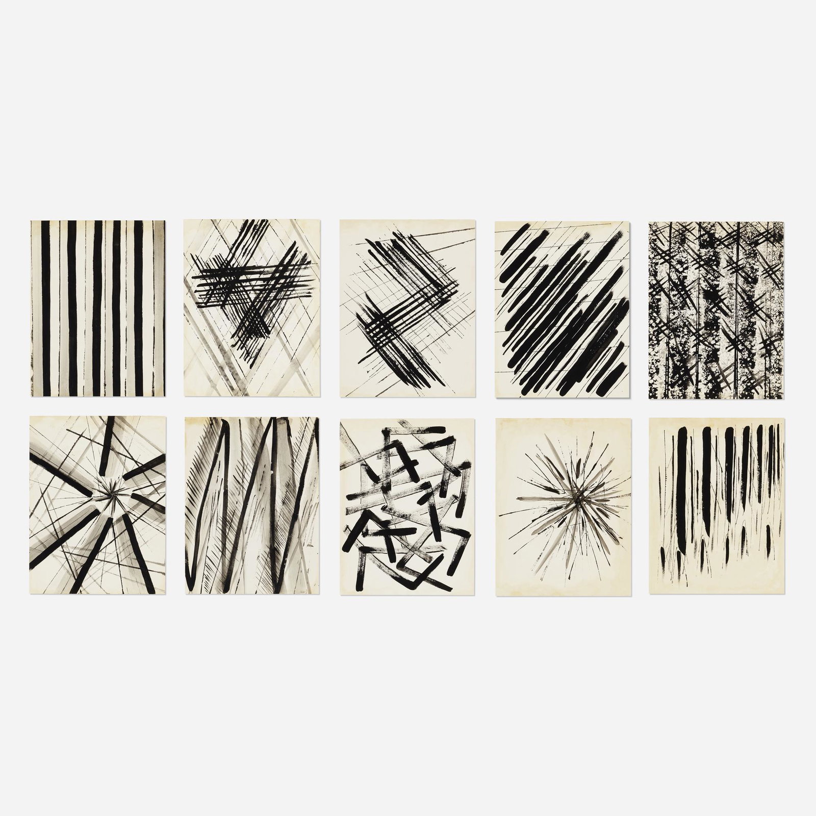 John Hubbard, Line portfolio: John Hubbard Line portfolio c. 1960 ink on paper 18 h × 13.875 w in (46 × 35 cm) Each work measures: 11.625 h x 9 w inches Stamped to inside cover 'John Hubbard'. Portfolio is comp