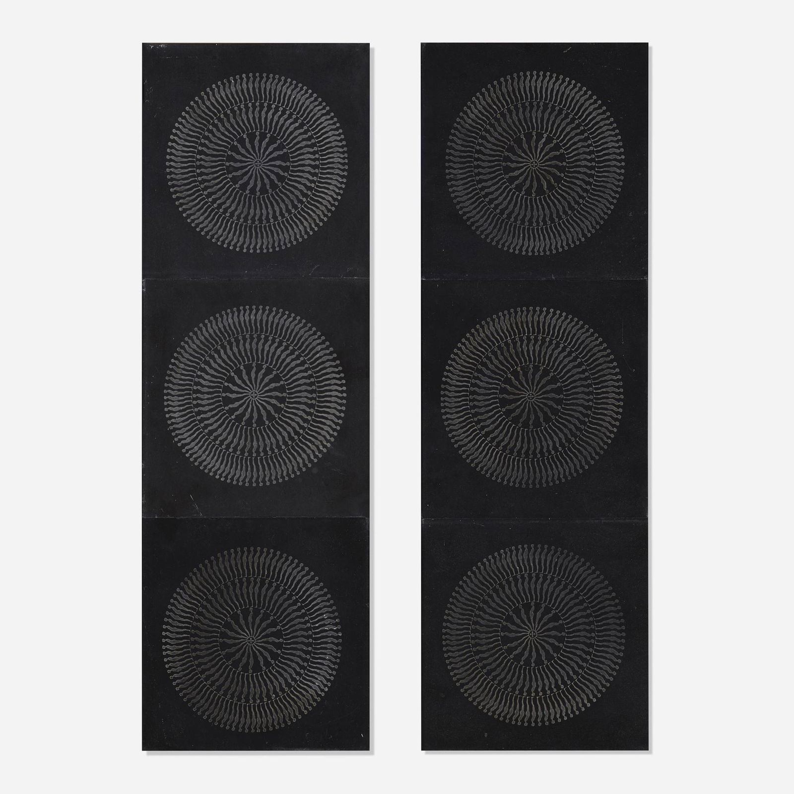 Ernest Trova, Falling Men (six works): Ernest Trova Falling Men (six works) 1978slate relief8 h × 8 w in (20 × 20 cm) Signed and dated to each work 'E. Trova 78 '. Provenance: Collection of Bobbi St