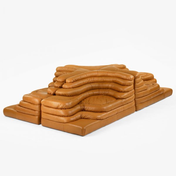 Ubald Klug Terrazza Furniture System: Ubald Klug Terrazza Furniture System De Sede Switzerland, 1973 leather 122 w x 71 d x 29 h inches Each section measures: 61 w x 35 d x 29 h inches. This seating unit is comprised of four individual se