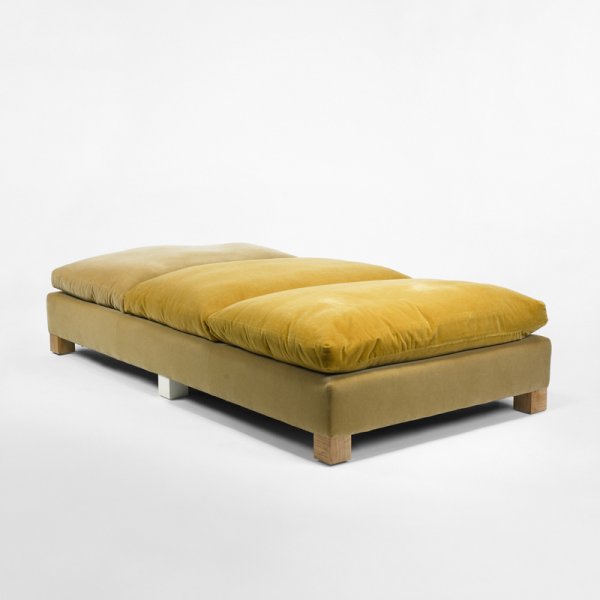 Roy McMakin daybed for the Young residence: Roy McMakin daybed for the Young residence, Chicago Domestic Furniture Company USA, 1999 mohair, maple, lacquered wood 96 w x 48 d x 19.5 h inches Literature: Metropolitan Home, Sept.-Oct. 2001, pg. 1