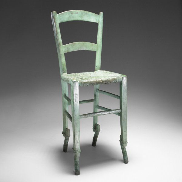 Sandro Chia chair: Sandro Chia chair MetaMemphis Italy, 1989 cast and patinated bronze 14 w x 14 d x 37 h inches This work is an artist proof aside from the edition of twenty-five. Impressed signature to leg: [S. Chia A